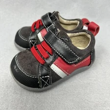 See Kai Run Baby Boy Leather Shoes Size 3 Black Gray Red EU 19