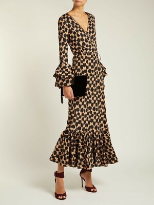 Diane Von Furstenberg DVF Beige Black Leopard Print Dress