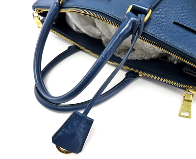 Authentic PRADA Navy Blue Saffiano Lux Leather Hand Bag