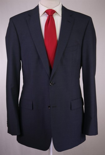 Hugo Boss Recent Paolini/Movio Navy Blue Thin Striped 2-Btn Wool Suit 42L - Picture 2 of 12