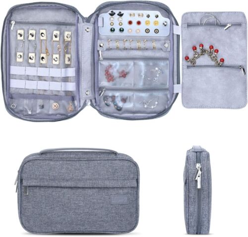 (LUXQ) Travel Jewelry Organizer Bag Portable Jewelry Storage GREY
