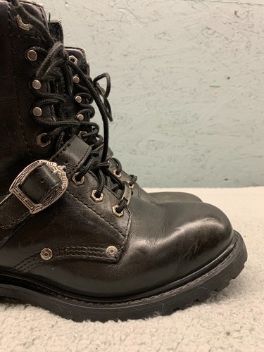 Harley-Davidson Herren Leder Motorradstiefel Schwarz Größe 10 Schnürschnalle - Bild 4 von 16