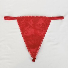 Vintage Fredericks of Hollywood Satin G-String Panties X Large Floral Red