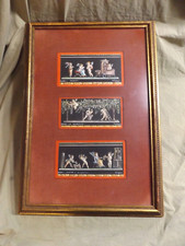 Tríptico de arte original vintage Pompeya miniaturas artísticas M CIRILLO recuerdo