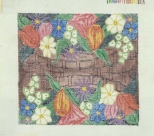 Needlepoint Canvas Gardening Patio Wild Flowers OOP 18 Mesh