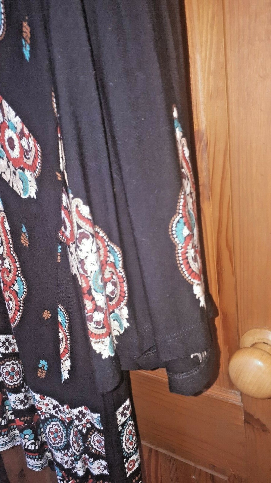 Black paisley mock wrap tie ethnic hippie boho gypsy folk peasant tunic dress image 5