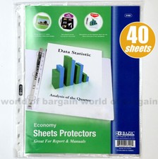 40 Top Loading Clear SHEET PROTECTORS Fits 3 Ring Binder 8.5 x 11 Paper Page C57