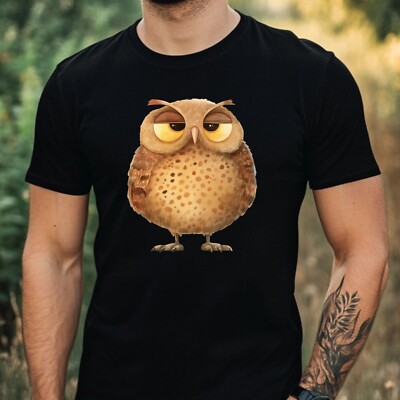 T-Shirt Herren Lustige Eule Motiv Baumwolle Größe XS bis 5XL