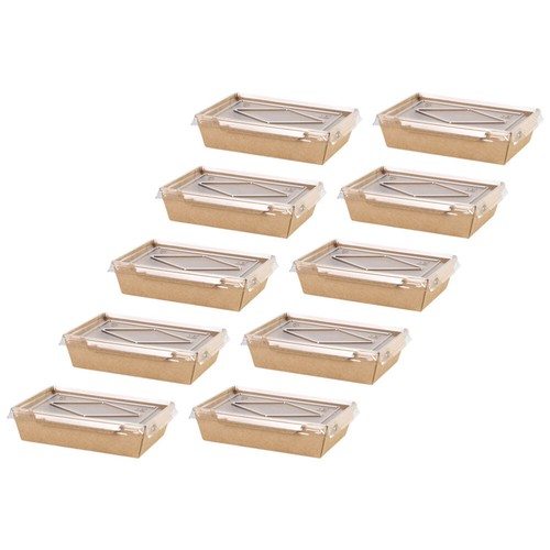 10pcs Burger Packing Boxes Picnic Food Containers 2-compartment Takeaway Boxes