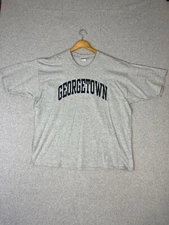 Vintage Georgetown University Hoyas Shirt Mens 2XL Gray Short Sleeve Made USA