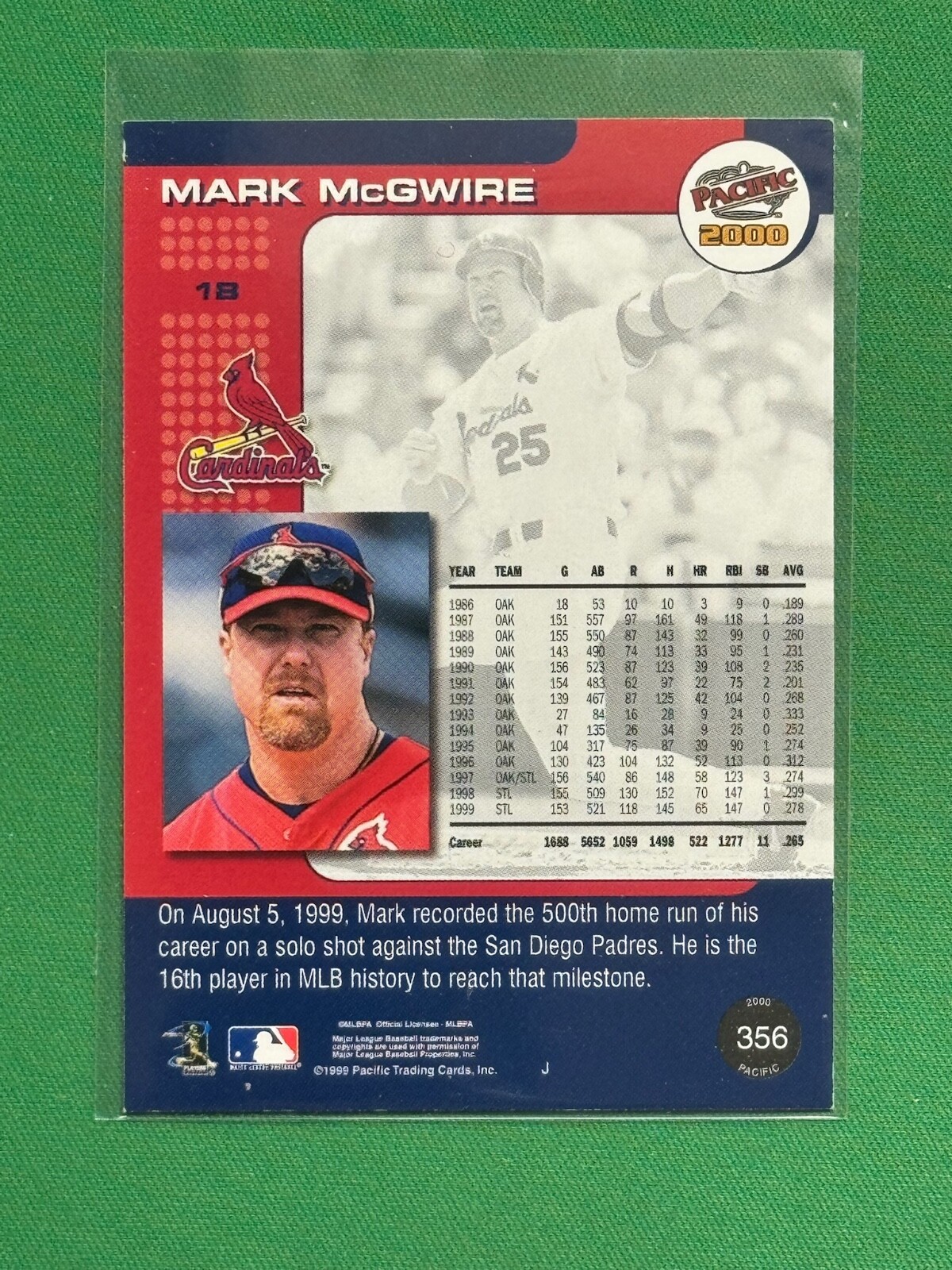 2000 Pacific Trading Cards Baseball Mark McGwire 356 eBay