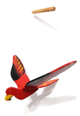 Wooden Parrot Mobile Handmade Painting Flying Bird Hanging Decor Porch Garden