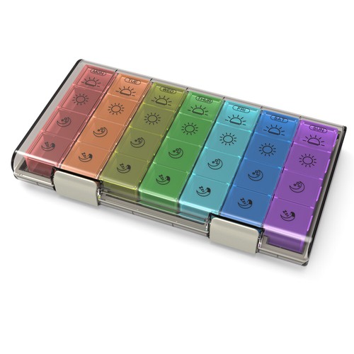 Large Weekly Pill Organizer Moisture-Proof 7 Day 28 Compartments for Supplements
