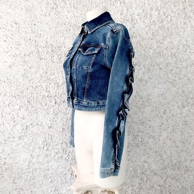 DENNY ROSE SHORT JACKET DENIM DENIM RUFFLE RUFFLE CASUAL LIMITED EDITION