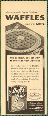 Duff s Waffle Mix Hearty Breakfast Vintage Print Ad 1947