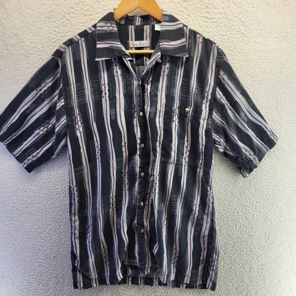 VTG Burma Bibas Mens Hawaiian Shirt Small Silk 90’s Abstract Night Club Disco - Image 3 of 4