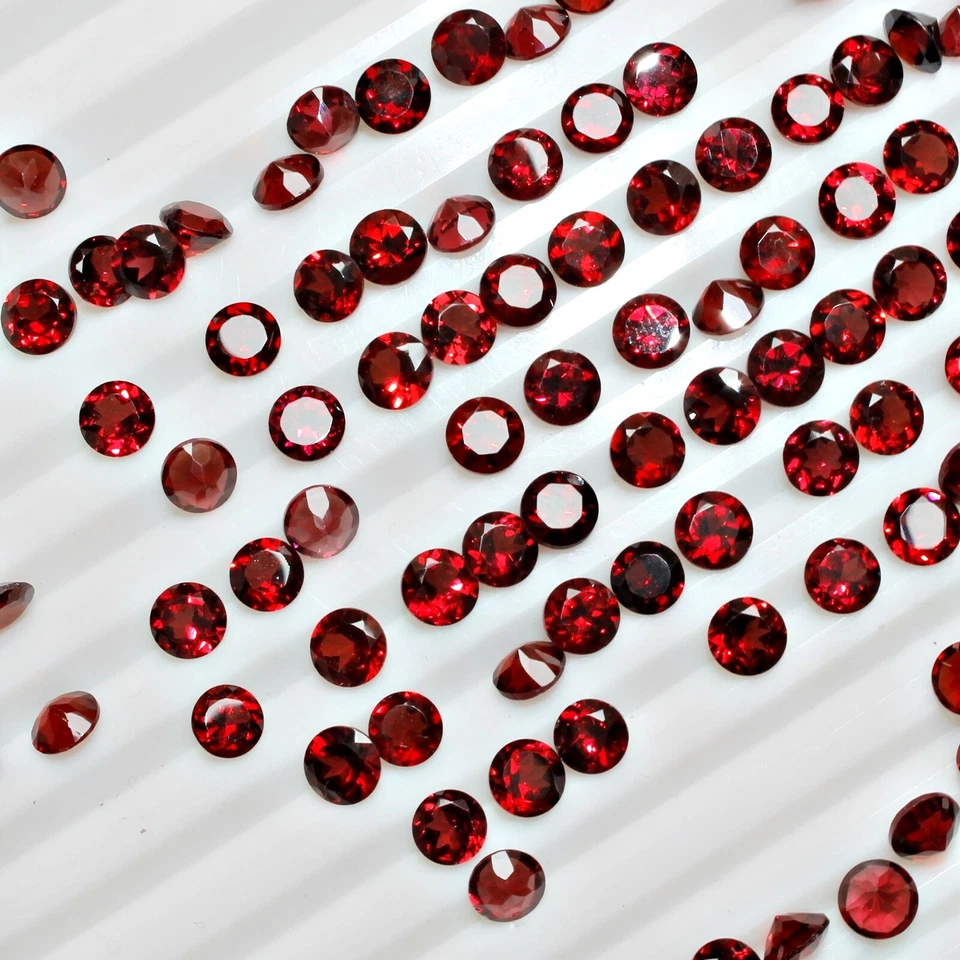 Großhandel Viele 2.5mm Rund Facette Mosambik Granat Lose Kalibriert Edelstein - Bild 2 von 4