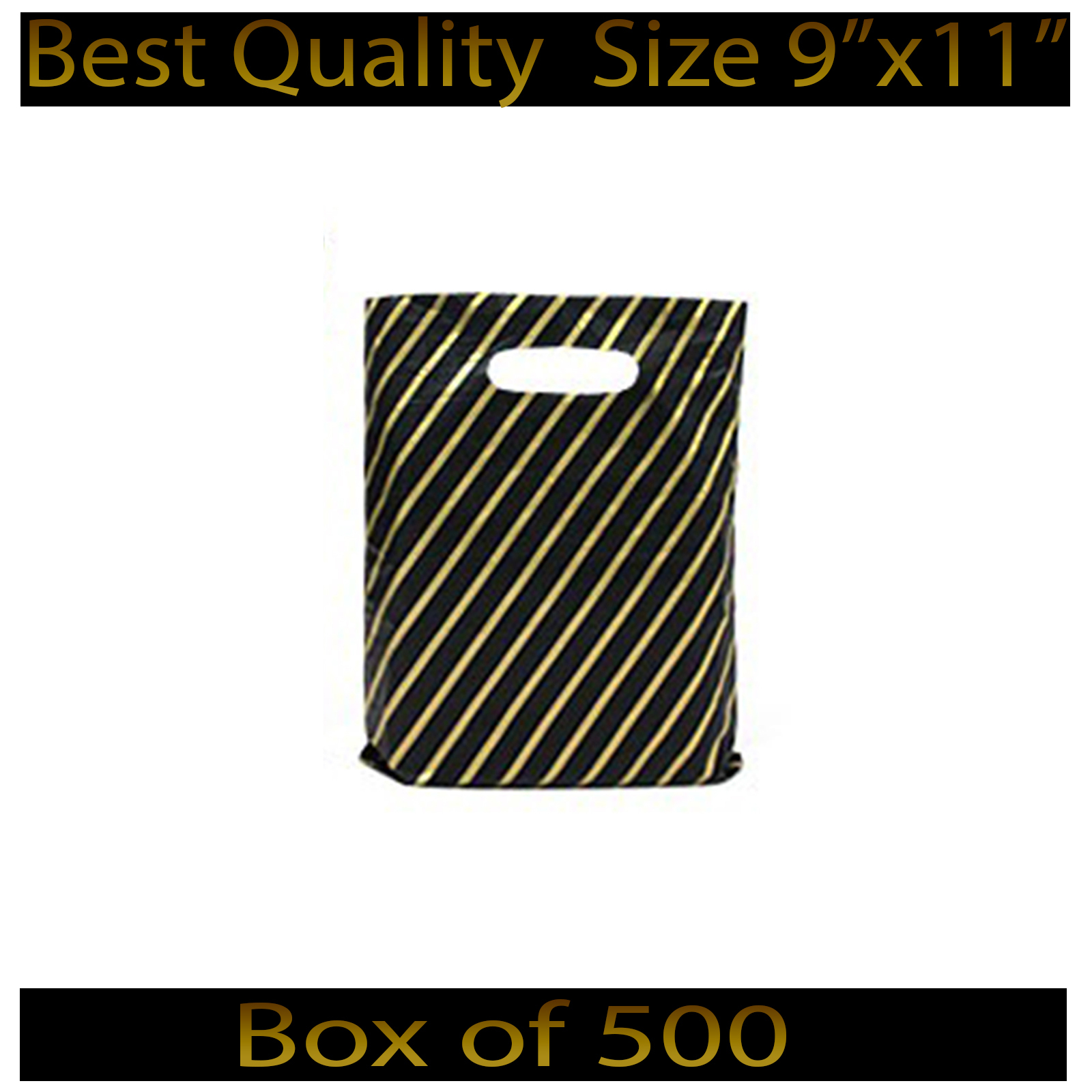 9''x11'' Black and Gold Striped Jewellery Fashion Gift Shop Plastic