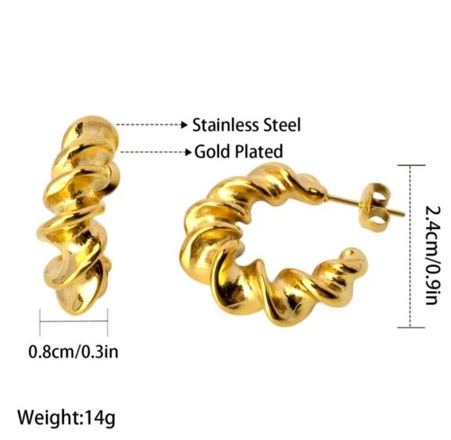 Woman's 18k Gold Plated stainless steel Hypoallergenic Waterproof earrings - Picture 2 of 5