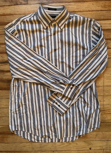 Camisa de vestir grande con botones de algodón egipcio a rayas John W Nordstrom para hombre - Imagen 1 de 8