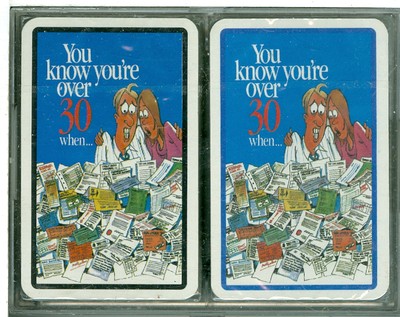 Two Sealed Decks Playing Cards ''You Know You're Over Thirty'' by Tower,  Belgium