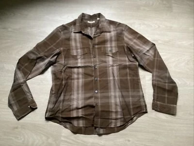 Chemise saharienne BURBERRY taille XL tartan marron très bon état - Photo 1/4