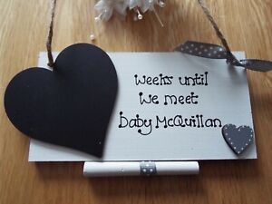 Countdown Plaque Chalkboard New Baby Arrival Pregnancy Announcement Birth Gift