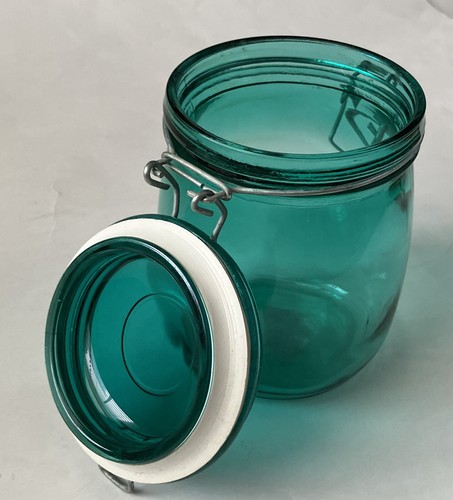 Bidon de balles en fil de fer vert émeraude 6" avec joint et couvercle en verre neuf - Photo 2/5