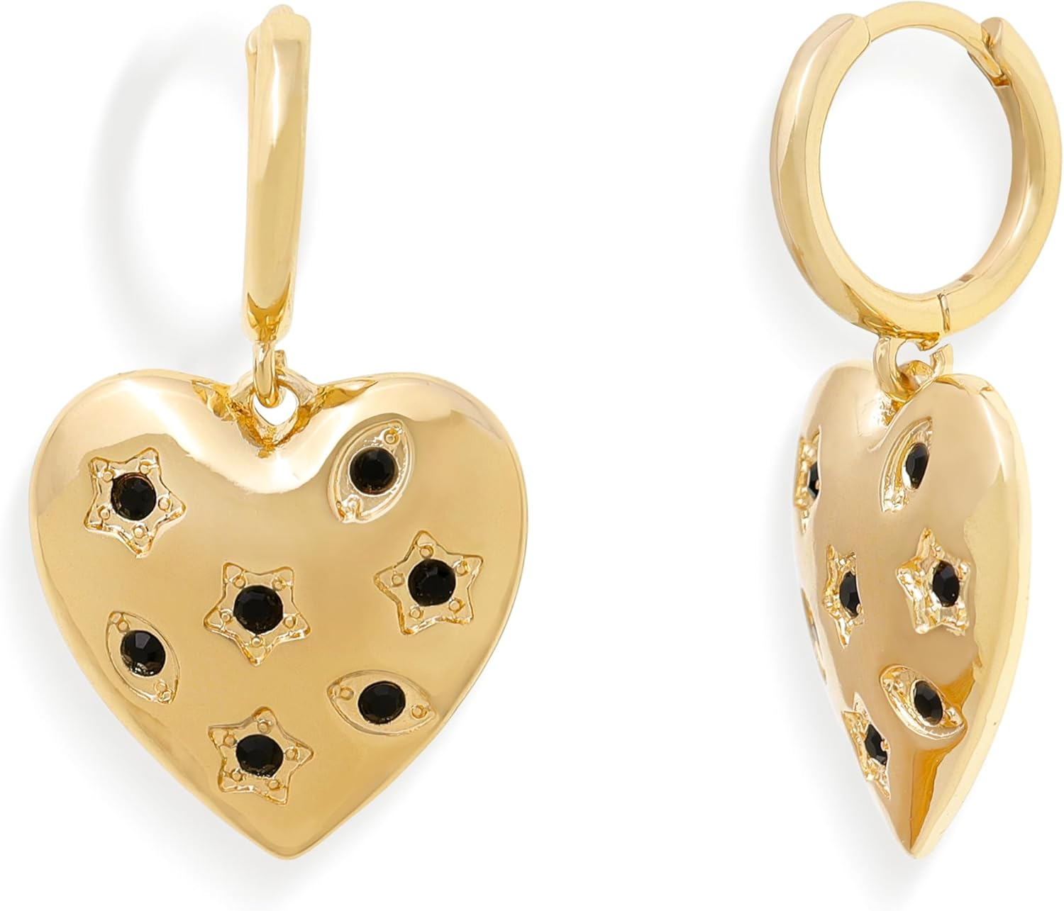 Heart Dangle Drop Small Hoop Earrings for Women, Valentine Statement Love Dangli