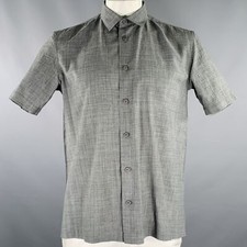 ISSEY MIYAKE Size L Grey Heather Polyester Linen Short Sleeve Shirt