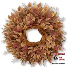 26" Fall Wreaths for Front Door - Full Large Eucalyptus Wreath - Orange