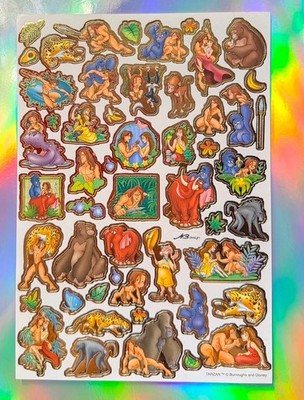 STICKER 90er MAXI A5 BOGEN INTRODUCT Vintage Aufkleber TARZAN DISNEY Goldrand