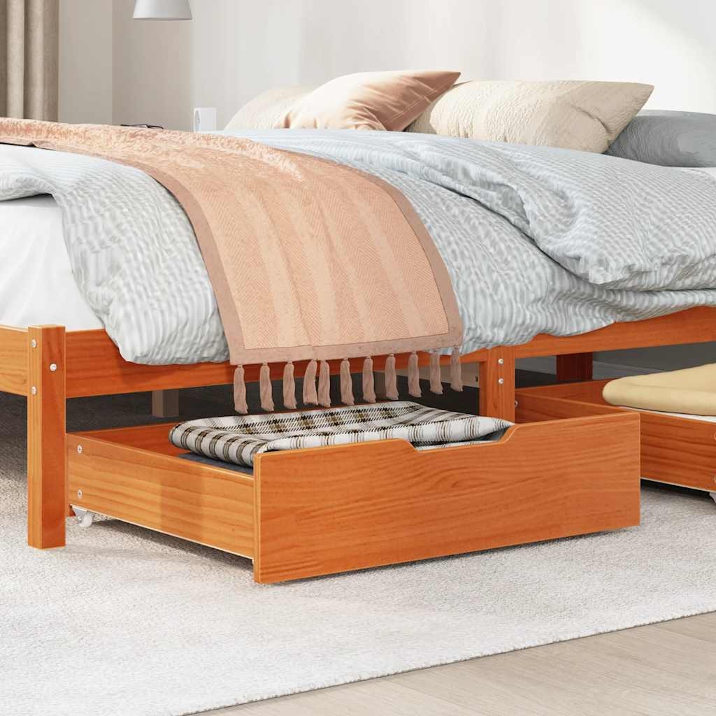 Offerta 2 Cassettoni Letto Pino Marrone Cera 75x55x17 cm - Salvaspazio