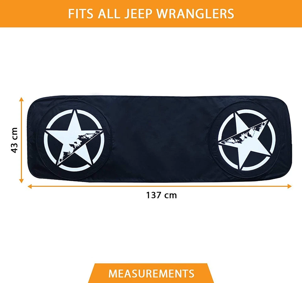 Parabrisas de coche para Jeep Wrangler JK JL 1985-2020 bloques plegables rayos UV Foto 3 de 4
