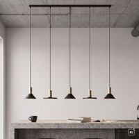 Schwarze Pendelleuchte Lang 132Cm 5-Flammig Wohnzimmer Esstisch HäNgelampe