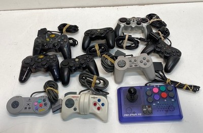 Lot of 9 Assorted Third Party PS1 & PS2 Controllers FOR PARTS UNTESTED 