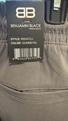 Benjamin Black Shorts Adult Cargo Black Snaps Pockets Gunmetal Large - Picture 3 of 6