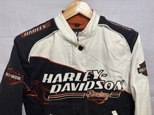 Harley Davidson Jacket Women's Small Screamin' Eagle White Black Flame Racing - Picture 2 of 12
