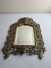 Antique Bradley Hubbard Victorian Brass Bacchus Beveled Wall Mirror Frame #3509