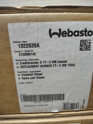 Webasto Burner Cartridge Kit 1322639A Genuine 12v for Thermo Top C E Z 92995D