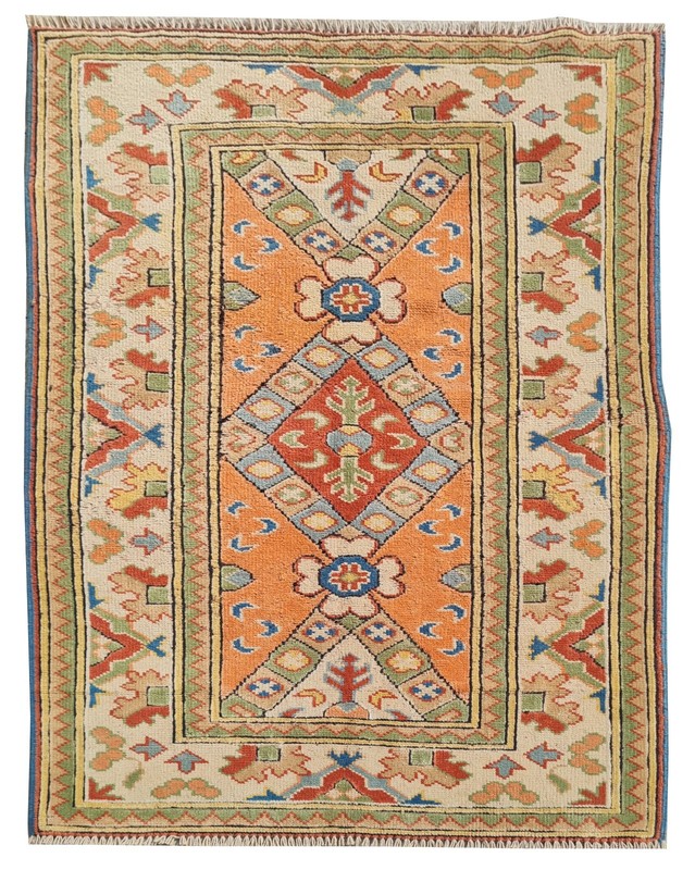 Amazing Hand Knotted Vintage Turkish Kurdi Wool Area Rug 4.5 x 3.0 Ft