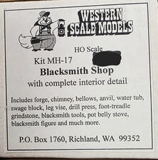 Western Scale Models MH-17 HO Blacksmith Shop Building Kit