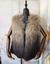 Michael Kors Real Mongolian Lamb Fur Vest L – Ombre Beige to Charcoal Luxury