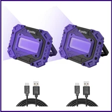 2 Pack Rechargeable UV Black Light Portable Battery Powered Blacklight Cordles