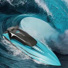 OBEST Barca telecomandata 2.4GHz, motoscafo RC da 20 km/h con luci, 2