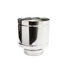 Fumaiolo da 220mm terminale tipo botte 4 venti inox AISI 304 base tonda M maschi