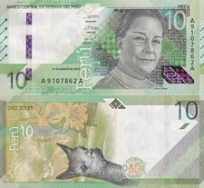 Peru 10 Soles 2019 P 196 UNC A-A Prefix