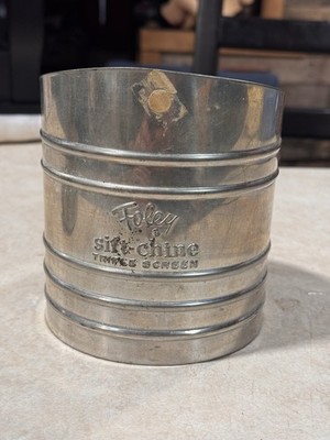 VINTAGE FOLEY Triple Screen Flour Chine Sifter W/ Handle Silver Metal