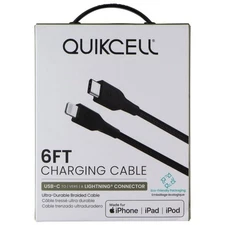 Quikcell 6Ft Braided USB-C to  8-Pin Charging Cable - Black