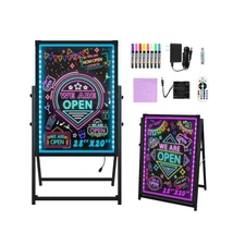 Hosim 28” x 20" Standing A-Frame LED Message Writing Board, Illumin... Fas